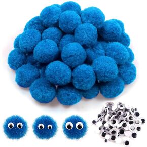 TOAOB 50pcs Large Pom Poms 1.2 Inch Black Craft Pom Poms Large Fuzzy Pompoms Balls with Googly Eyes for DIY Arts and Crafts Projects Home Decorations in Kuwait