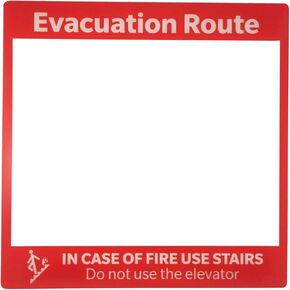 Evacuation Route Map Holder – Fire Evacuation Map Display, Clear Plastic, Reverse Printed Red Frame, 8.5" x 11" Sign Pocket, Adhesive Tabs Included, Wall or Door Mount, 11.5" x 11.5" in Saudi Arabia