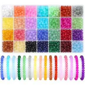 1400pcs 6mm Glass Beads Kit with 28 Colors Candy Style for Jewelry Making Bracelet - Perfect Beading Supplies for DIY Jewelry in Saudi Arabia