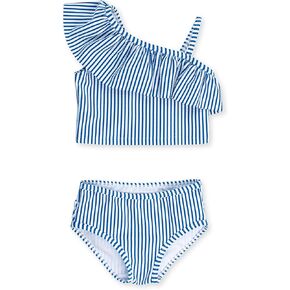 RuffleButts Girls UPF50+ Sun Protection One Shoulder Ruffle Tankini Two Piece Swimsuit in Kuwait