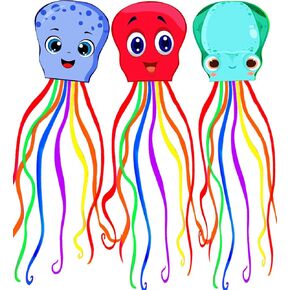 HENGDA KITE 3 Pack Octopus Kite، للأطفال والكبار، سهلة الطيران، تصميم ممتاز للنسيج والهيكل، الصور جميلة بدقة عالية، مناسبة للمبتدئين (17 × 116) بوصة in Kuwait