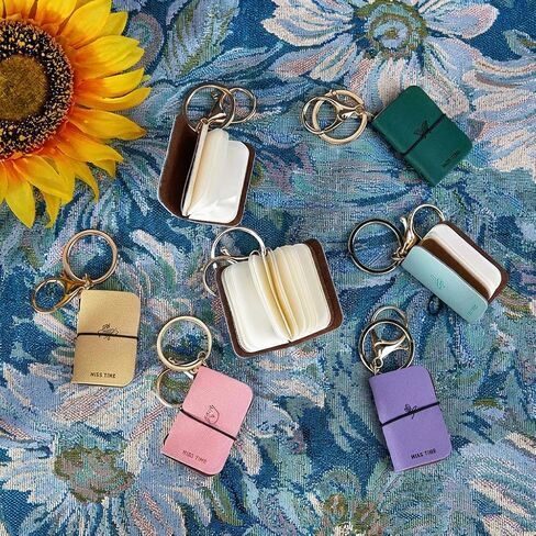 Mini Notebook Keychain Set, PU Soft Cover Pocket Journal for Quick Notes, Small Paper Planner for Daily Carry in Saudi Arabia