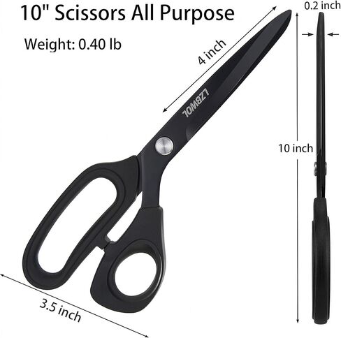 Sharp Scissors All Purpose, Heavy Duty 10" Scissors for Office, Soft Comfort Grip for paper Craft - Black in Kuwait