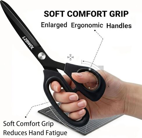 Sharp Scissors All Purpose, Heavy Duty 10" Scissors for Office, Soft Comfort Grip for paper Craft - Black in Kuwait