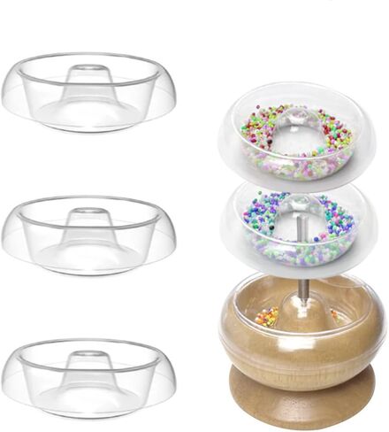 Large Bead Spinner Set with Clear Beading Bowl and Needle Tools for Jewelry Making Loader Wooden Holder in Kuwait