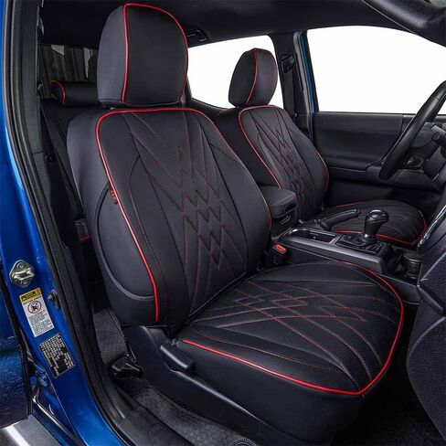 EKR Tacoma Car Seat Covers Custom Fit for Toyota Tacoma (Petrol) 2024 2025 2026 DoubleCab/CrewCab SR/SR5/TRD Sport/TRD Off-Road/Limited -Truck Seat Covers Full Set,Faux Leather(Black) in Kuwait