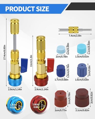 31 PCS R134A Valve Core Quick Remover Installer Tool Kit, High Low Pressure AC Valve Core Removal Tool, R134A Valve Core AC Service Port Cap Valve Stem for Refrigerant Air Conditioner System in Kuwait