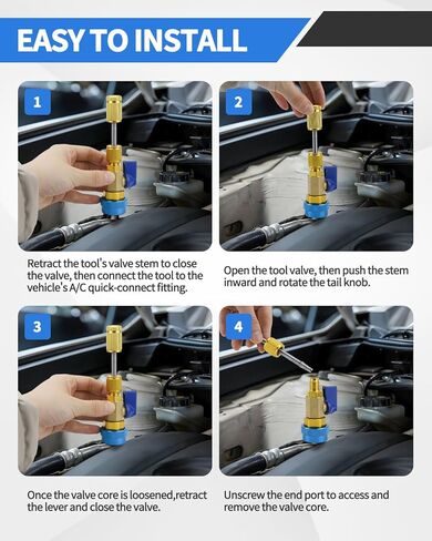 31 PCS R134A Valve Core Quick Remover Installer Tool Kit, High Low Pressure AC Valve Core Removal Tool, R134A Valve Core AC Service Port Cap Valve Stem for Refrigerant Air Conditioner System in Kuwait