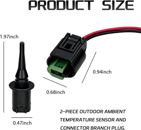 Outside Ambient Air Temperature Sensor and Plug Kit Connector for Mercedes-Benz Replace OEM #0075421318 0005428418 5S11829, Outer Import Direct Ambient Temp Sensor Connector Harness Pigtail Plug in Kuwait