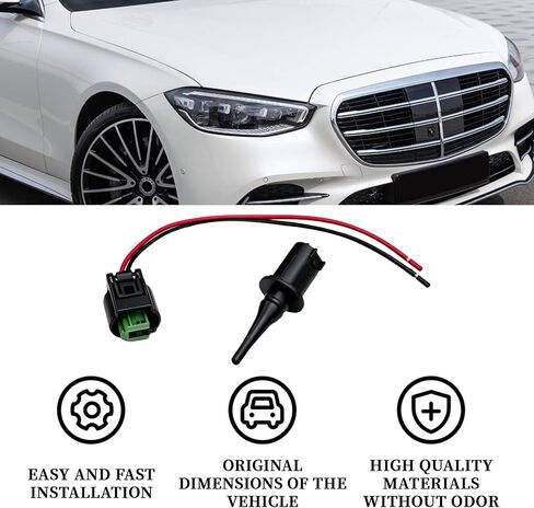 Outside Ambient Air Temperature Sensor and Plug Kit Connector for Mercedes-Benz Replace OEM #0075421318 0005428418 5S11829, Outer Import Direct Ambient Temp Sensor Connector Harness Pigtail Plug in Kuwait