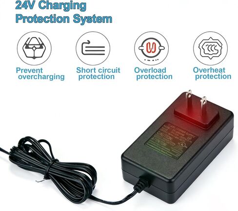 24 Volt Charger for Kids Ride On Toys, Universal Battery Charger for Children Ride On Car, 70 Inches Long with Charging Indicator Light, Compatible with 24V Kids Electric Cars in Kuwait