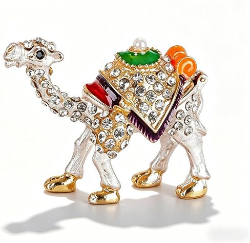 SEVENBEES Camel Figurine Collectible - Exquisite Crystal Jeweled Hinged Jewelry Box, Perfect for Camel Lovers as a Desert Decor Ornament in Saudi Arabia