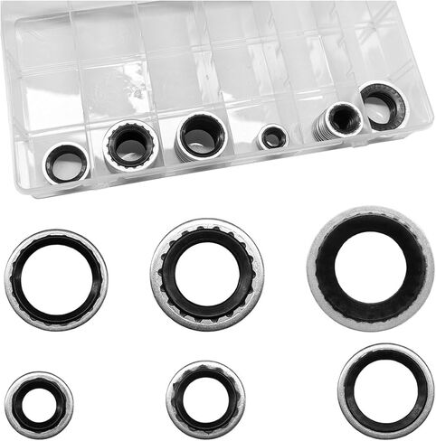 45PCS A/C Gasket & O Ring Kit, R134a Compatible Compressor Gaskets/A/C Line Seals, Leak-Proof Automotive AC Compressor Repair with Metal Washers & 6-Size Seals, Includes Storage Case in Kuwait