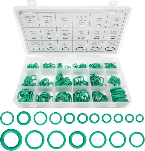 270 PCS Car AC O Ring Kit, AC Seal Kit, 18 Sizes Vehicle Compressor Fluorine Rubber O-Ring Assortment Kit, Car Air Conditioning Sealing Gasket Washers for Door Window Home Appliances (Purple) in Saudi Arabia
