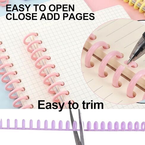50 Pcs Comb Binding Spines 1/2" Diameter 30 Ring Plastic Binder Combs and Spiral Binding Coils, Spiral Coils for Student Teacher Business Document File Notebook File Making (Colorful) in Kuwait