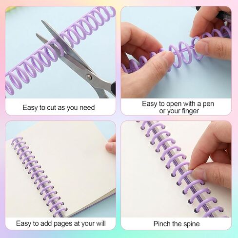 50 Pcs Comb Binding Spines 1/2" Diameter 30 Ring Plastic Binder Combs and Spiral Binding Coils, Spiral Coils for Student Teacher Business Document File Notebook File Making (Colorful) in Kuwait