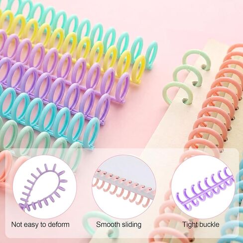 50 Pcs Comb Binding Spines 1/2" Diameter 30 Ring Plastic Binder Combs and Spiral Binding Coils, Spiral Coils for Student Teacher Business Document File Notebook File Making (Colorful) in Kuwait