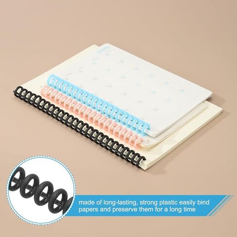 PATIKIL 8.5mm(1/3") Plastic Spiral Binding Coils, 30 Pcs Binding Spirals 20-25 Sheet Capacity Binding Spirals for Binding Paper Sheets, Black in Kuwait