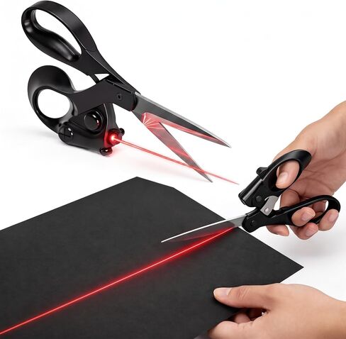 Professional Laser Guided Sewing Scissors for Fabric Paper Gift Wrapping DIY Crafts Straight Cut Ergonomic Handle (Black) in Kuwait