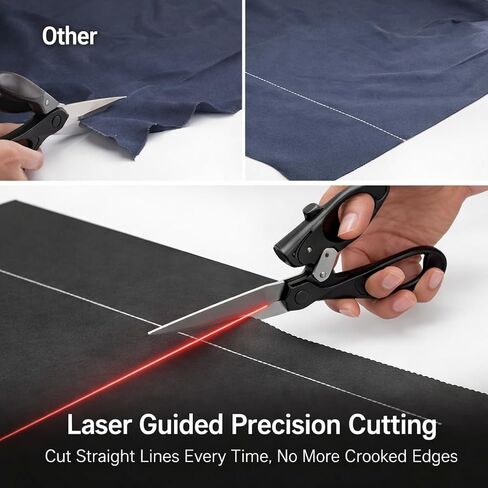 Professional Laser Guided Sewing Scissors for Fabric Paper Gift Wrapping DIY Crafts Straight Cut Ergonomic Handle (Black) in Kuwait