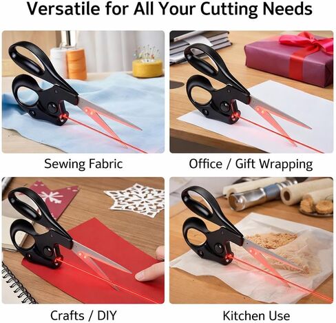 Professional Laser Guided Sewing Scissors for Fabric Paper Gift Wrapping DIY Crafts Straight Cut Ergonomic Handle (Black) in Kuwait