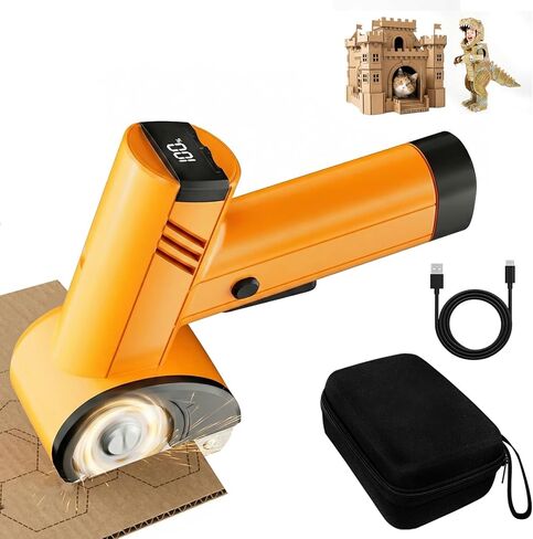 2026 Upgrade 4.2V Cardboard Cutter Electric & Craft Scissors, Rechargeable Box Cutter for DIY Projects, Brushless Motor Power Scissors Tool with LED Display, Multi-Cutter for Fabric, Leather, Carpet in Kuwait
