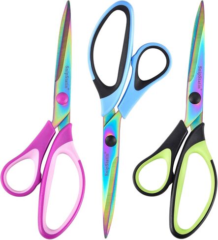 Left Handed Scissors All Purpose,Titanium Coating Sharp Blades, 8.5 Inches Stainless Steel Adult Scissors for School Office Home Crafting Sewing Cutting Fabric Paper, 3-Pack in Kuwait