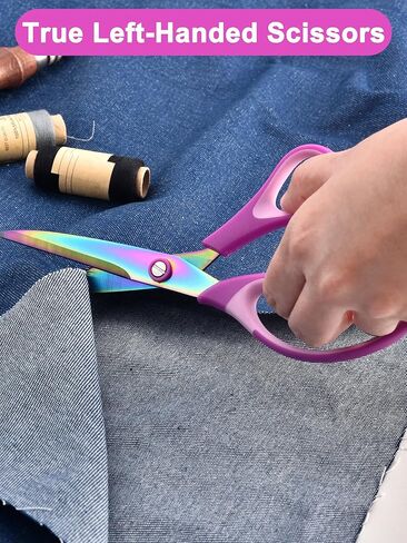 Left Handed Scissors All Purpose,Titanium Coating Sharp Blades, 8.5 Inches Stainless Steel Adult Scissors for School Office Home Crafting Sewing Cutting Fabric Paper, 3-Pack in Kuwait