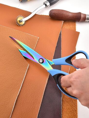 Left Handed Scissors All Purpose,Titanium Coating Sharp Blades, 8.5 Inches Stainless Steel Adult Scissors for School Office Home Crafting Sewing Cutting Fabric Paper, 3-Pack in Kuwait