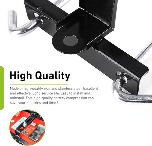 Adjustable Car Battery Hold Down Tray, Stainless Steel Secure Fixing Battery Crossbar Holder, Heavy Duty 11" Battery Bracket with J Bolt, Universal for Car, Boat, Marine (Black) in Kuwait
