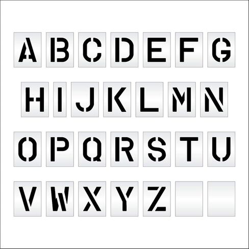 استنسل الرصيف - مجموعة استنسل الحروف الأبجدية مقاس 10 بوصة - (28 قطعة) - 10 بوصة × 7.5 بوصة × 1/8 بوصة (128 مل) - درجة احترافية in Kuwait