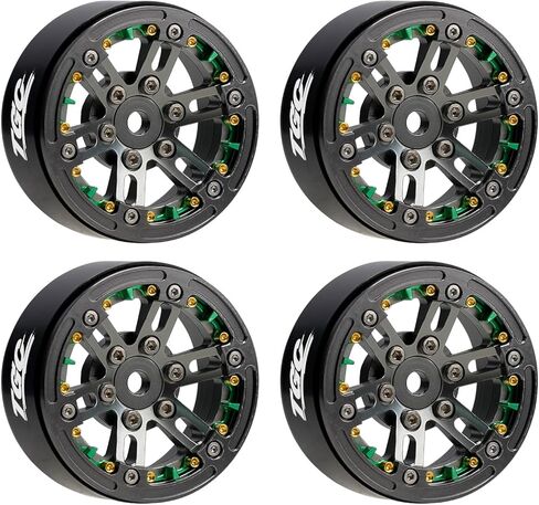 4 قطع 1.9 بوصة عجلات Beadlock إزاحة + 0.5 مم CNC سبائك الألومنيوم RC عجلة حافة البدلة لـ SCX10 I II III Pro TRX4 Redcat Gen7 Gen8 D90 D110 إلخ 1:10 RC ترقية السيارة الزاحفة (تيتانيوم + أخضر) in Kuwait