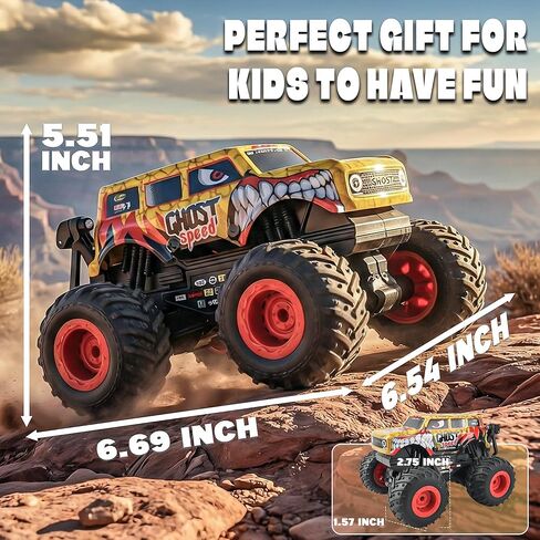 BEZGAR Monster Truck Toys, Remote Control Monster Truck with Dancing Spins, Lights & Music, 1:20 Remote Control Car for Boys 4-7, 5 6 7 8 9 10 +Year Old Boys Birthday Gifts (Yellow) in Kuwait
