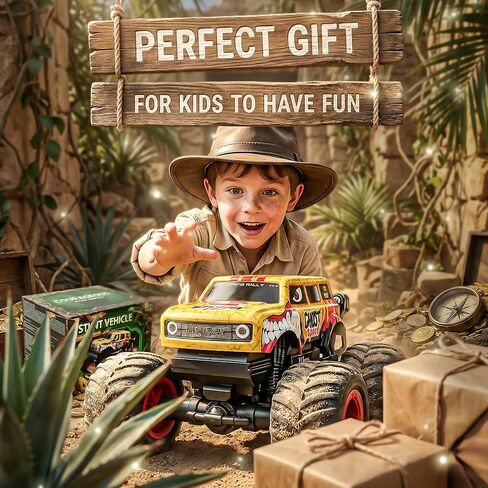 BEZGAR Monster Truck Toys, Remote Control Monster Truck with Dancing Spins, Lights & Music, 1:20 Remote Control Car for Boys 4-7, 5 6 7 8 9 10 +Year Old Boys Birthday Gifts (Yellow) in Kuwait