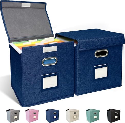 2 Pack Hanging File Folder Box with Lid, Durable Letter Size Filing Storage Box, Sturdy File Holder with Cardboard Support PVC Rails for Office Home Organizer, Green in Kuwait