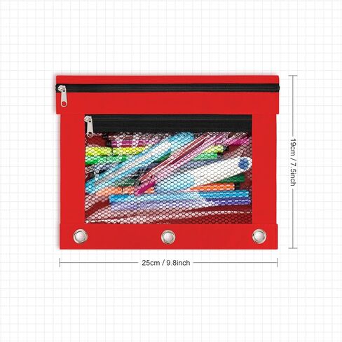 IKAYAS 3 Pack Pencil Pouch for 3 Ring Binder bulk Binder Pouch with Zipper for Classroom Box Pencil Case for Storing School Students Teacher Supplies,Red in Kuwait