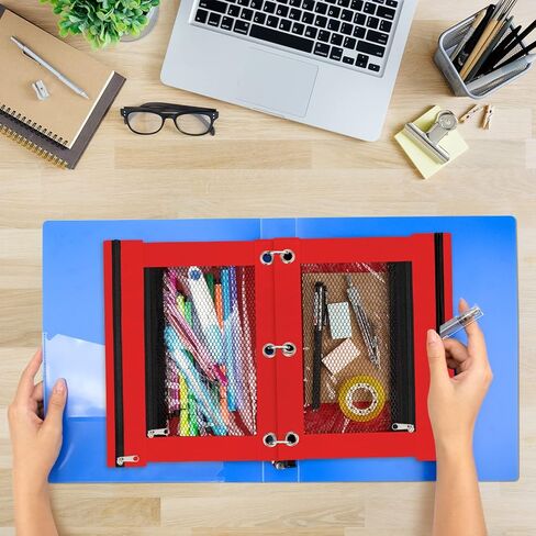 IKAYAS 3 Pack Pencil Pouch for 3 Ring Binder bulk Binder Pouch with Zipper for Classroom Box Pencil Case for Storing School Students Teacher Supplies,Red in Kuwait