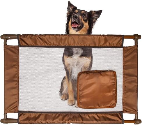 Pet Life 'Porta-Gate' Portable Travel Pet Gate with Adjustible Length - Collapsible Folding Cat and Dog Gate with Built-in Zippered Pet Door in Saudi Arabia