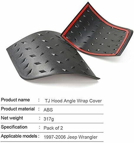 4pcs Engine Hood Armor Cowl Cover Body Corner Guards Set Front Left Right compatible with Wrangler 1997-2006 in Kuwait