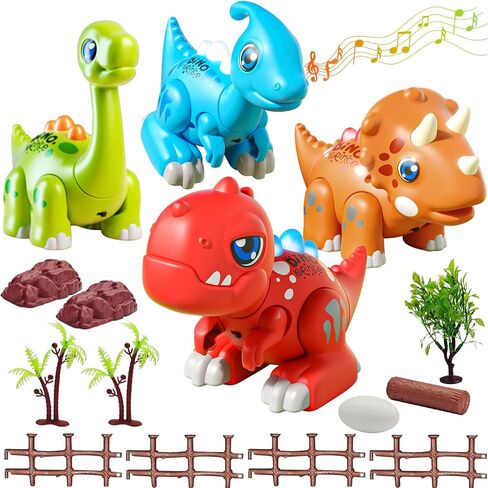 LZZAPJ Montessori Dinosaur Assembly Toy Set with Lights & Music - STEM Dinosaur Toys for Kids 3-4, Baby & Toddlers Ages 3 4 5 Years Old, Perfect Christmas/Birthday Gift for Boys & Girls in Kuwait