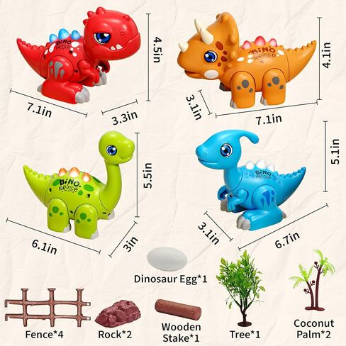 LZZAPJ Montessori Dinosaur Assembly Toy Set with Lights & Music - STEM Dinosaur Toys for Kids 3-4, Baby & Toddlers Ages 3 4 5 Years Old, Perfect Christmas/Birthday Gift for Boys & Girls in Kuwait