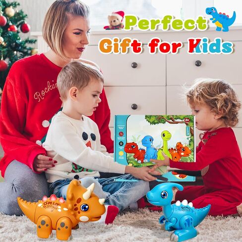 LZZAPJ Montessori Dinosaur Assembly Toy Set with Lights & Music - STEM Dinosaur Toys for Kids 3-4, Baby & Toddlers Ages 3 4 5 Years Old, Perfect Christmas/Birthday Gift for Boys & Girls in Kuwait