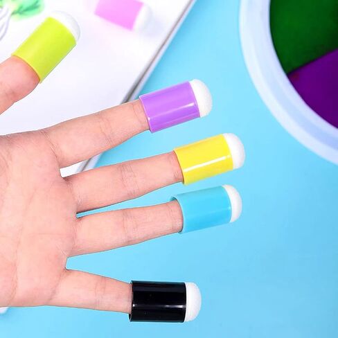 12 Pcs/Set Finger Sponge Daubers Random Color Craft for Graffiti Painting Drawing Stamping Tools Finger for Blending Stenciling Stamping Crafting Painting in Kuwait