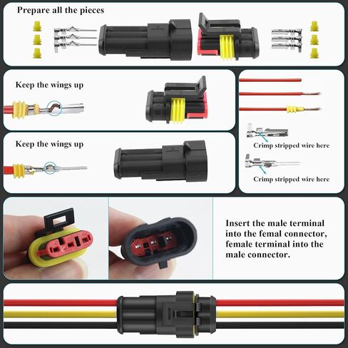 1014pcs 63 Sets Waterproof Automotive Wire Connectors Kit with Ratchet Crimper,1-6 Pin Weather Pack Sealed Electrical Plug IP67 PA66, Marine Quick Disconnect Terminals for Car Truck Boat (20-14 AWG) in Kuwait
