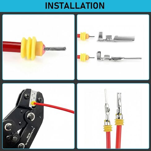 1014pcs 63 Sets Waterproof Automotive Wire Connectors Kit with Ratchet Crimper,1-6 Pin Weather Pack Sealed Electrical Plug IP67 PA66, Marine Quick Disconnect Terminals for Car Truck Boat (20-14 AWG) in Kuwait