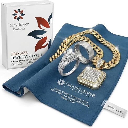 Mayflower Polishing Cloth for Silver, Gold, Platinum USA Made. Pure Cotton Pro Size Cleaning Cloth That Shines Like New Jewelry Watches Engagement Rings Silverware Coins Diamonds Musical Instruments in Saudi Arabia