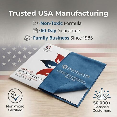 Mayflower Polishing Cloth for Silver, Gold, Platinum USA Made. Pure Cotton Pro Size Cleaning Cloth That Shines Like New Jewelry Watches Engagement Rings Silverware Coins Diamonds Musical Instruments in Saudi Arabia