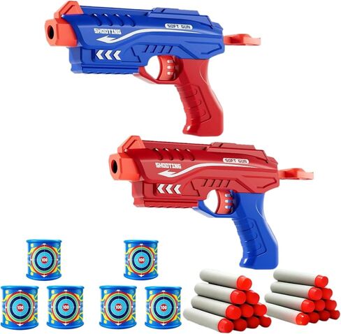 2 حزمة من ألعاب Blaster Guns Boys، لعبة إطلاق نار سهلة الهدف في الداخل والخارج، 20 سهمًا إسفنجيًا ناعمًا و6 أهداف ضربة قاضية، هدايا عيد ميلاد للأعمار من 6 إلى 12 عامًا، متعة متعددة اللاعبين، التنسيق بين اليد والعين in Kuwait