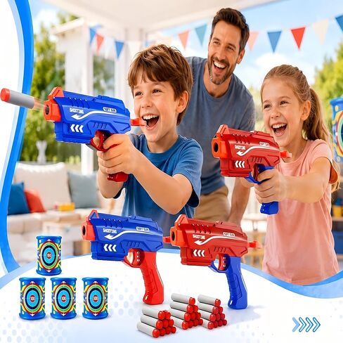 2 حزمة من ألعاب Blaster Guns Boys، لعبة إطلاق نار سهلة الهدف في الداخل والخارج، 20 سهمًا إسفنجيًا ناعمًا و6 أهداف ضربة قاضية، هدايا عيد ميلاد للأعمار من 6 إلى 12 عامًا، متعة متعددة اللاعبين، التنسيق بين اليد والعين in Kuwait