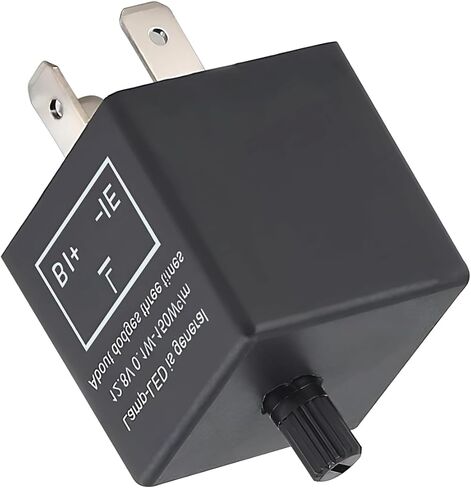 مرحل فلاش LED CF-13، مرحل إشارة الانعطاف قابل للتعديل بثلاثة دبابيس لتثبيت التحذير من المخاطر، أداة إصلاح وميض التوصيل والتشغيل، مناسب لمعظم السيارات (أسود) in Kuwait